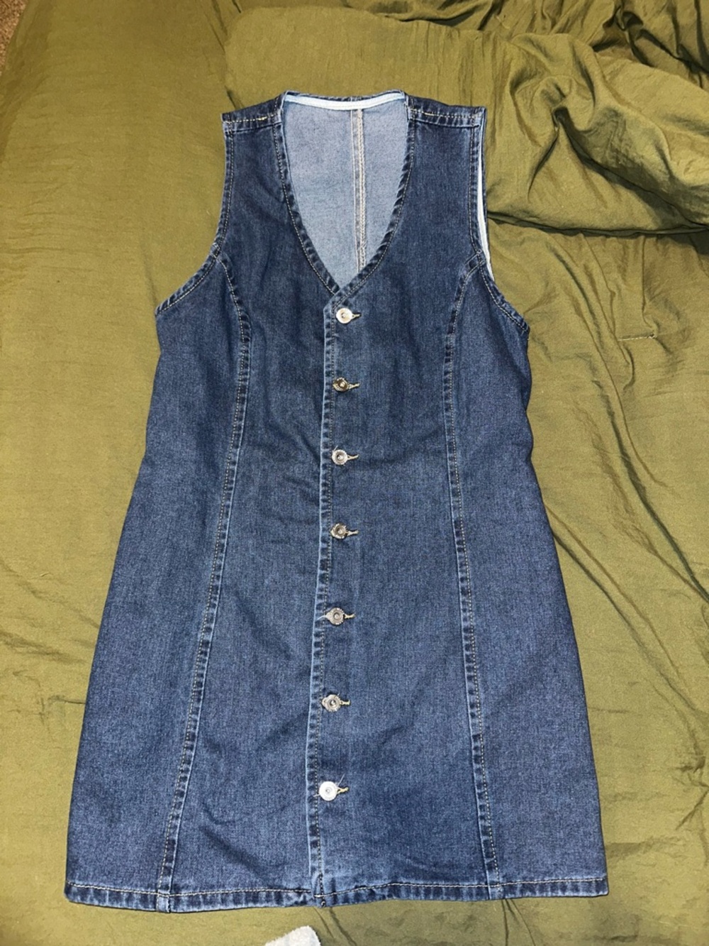 Women’s Dark Blue Denim Button-Front Dress